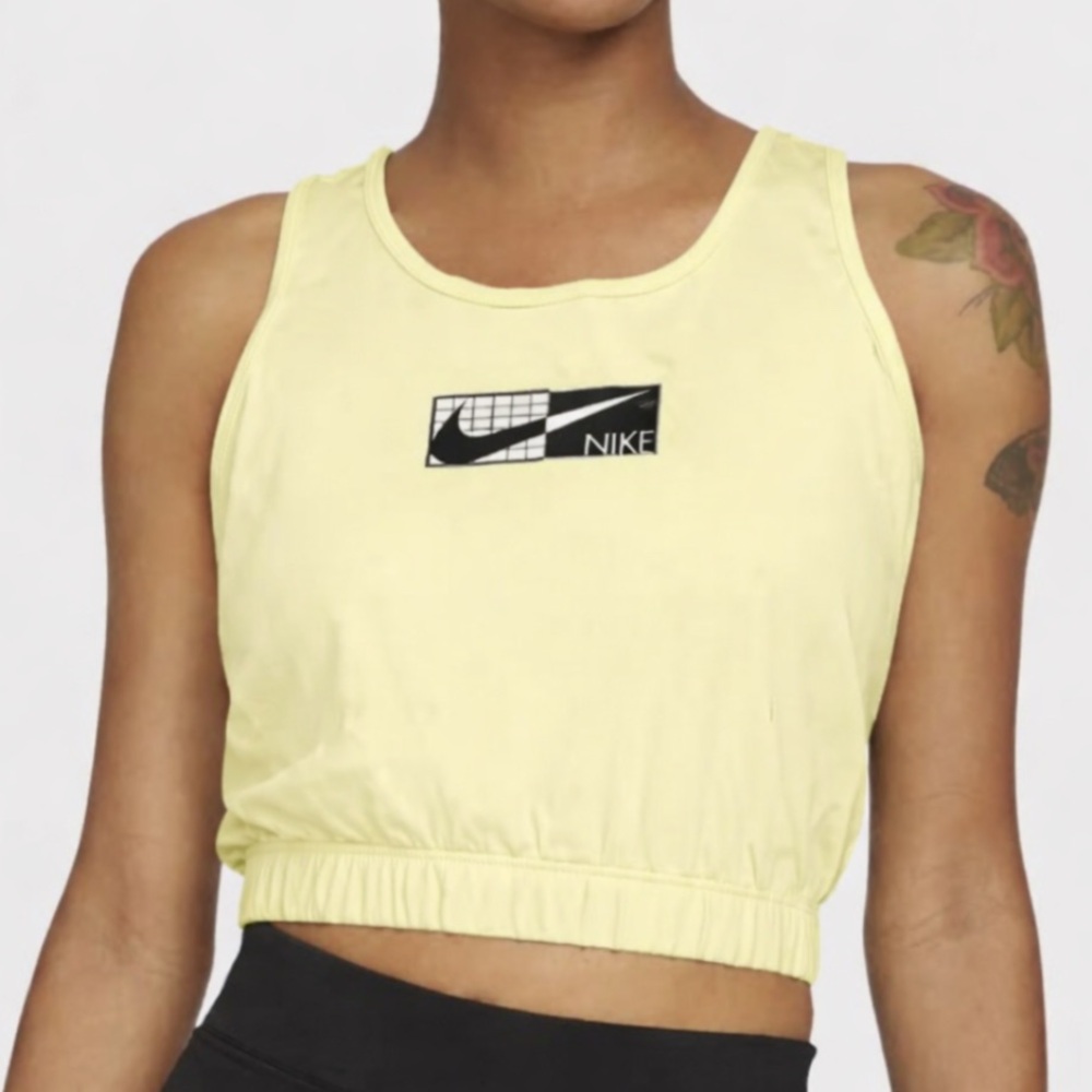 NWT Nike Cropped Scrunch Just Do It Tank in Yellow